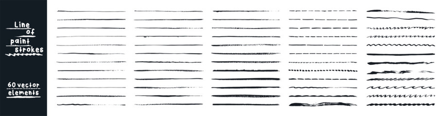 Brush strokes lines. Line underline brush pencil pen marker paint stroke. © Pavlo