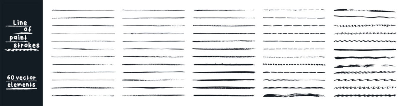 Brush strokes lines. Line underline brush pencil pen marker paint stroke.