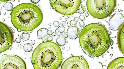 Seamless kiwi fruit cut slice  pattern background