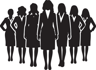Women Teachers Standing Silhouette Vector Illustration