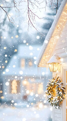 Cozy Winter Night Scene of a Decorated Christmas House