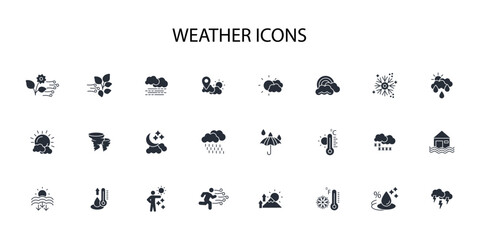 Weather icon set.vector.Editable stroke.linear style sign for use web design,logo.Symbol illustration.