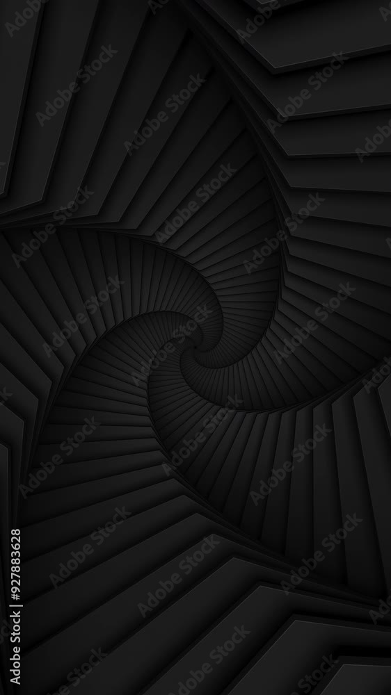 Aufkleber abstract dark twisted tunnel constructed with star shape. motion through spiral corridor. black smoo