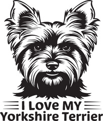 Yorkshire Terrier Dog Love Stylized Vector Illustration