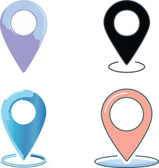 set of map pointer pins colored illustration icons