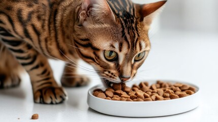 Bengal Cat Eating Food