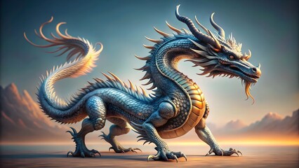 Fototapeta premium majestic dragon with shimmering scales on neutral background