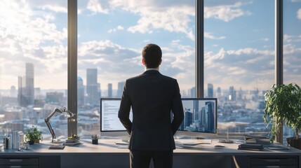 Businessman Looking at Cityscape