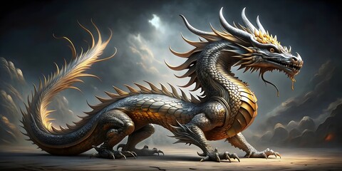 Obraz premium lifelike dragon with intricate details