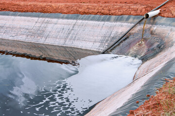 Discharge of leachate, captured by the disposal of organic waste in the Goiânia landfill. Goiás,...