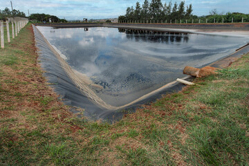 Discharge of leachate, captured by the disposal of organic waste in the Goiânia landfill. Goiás, Brazil, 2020