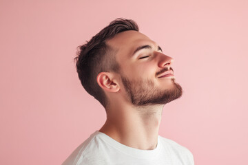 Fototapeta premium A close up of a man's face with his eyes closed