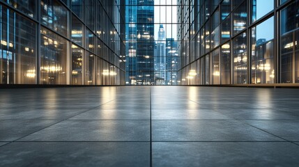 Obraz premium Cityscape Through Glass Walls