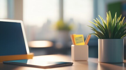 Fototapeta premium Modern Minimalist Office Workspace with Sunlight
