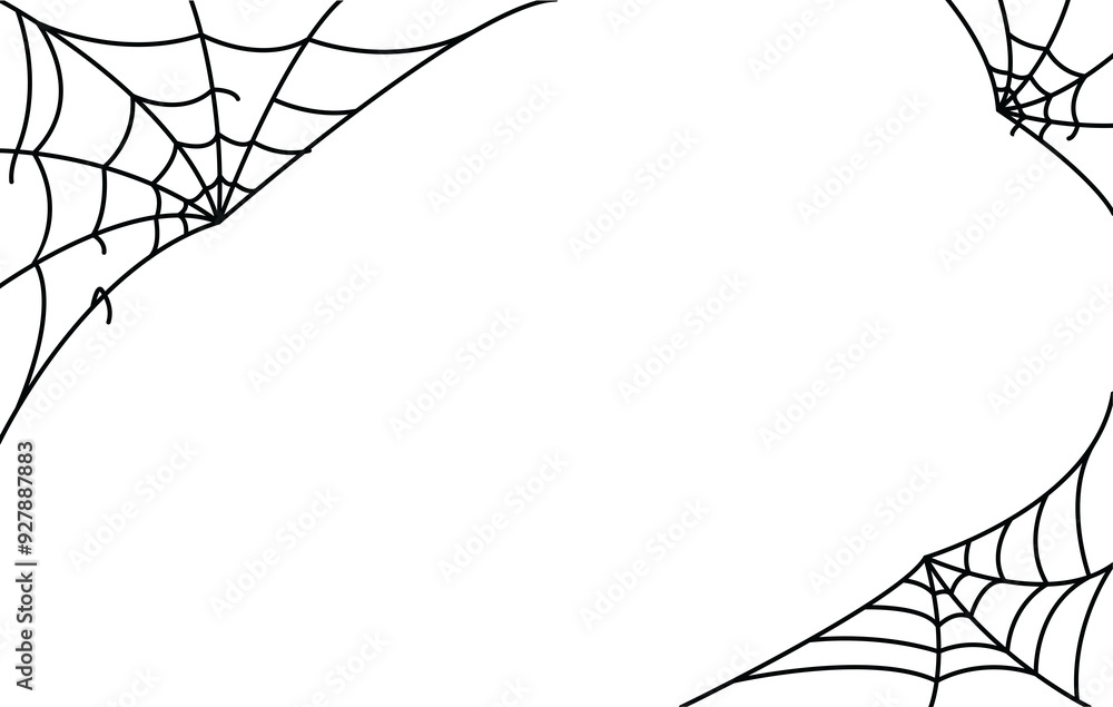 Poster halloween spider web - black spider net web icon on transparent background, high-resolution vector g