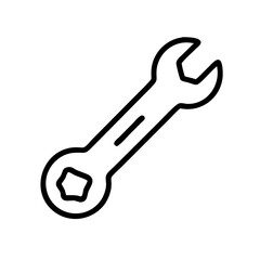  Wrench Icon:  A simple, clean, and modern line drawing illustration of a wrench. This icon is perfect for use in websites, apps, and other digital projects. 