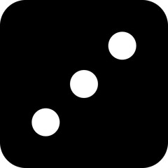 Black Dice Face Three Icon - High-Resolution Vector Graphic on Transparent Background, Classic Game Dice Design, Perfect for Casino, Board Games, and Gaming Interfaces