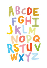 Watercolor colorful, brush vector handwritten alphabet