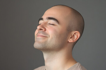 Fototapeta premium A close up of a man's face with his eyes closed