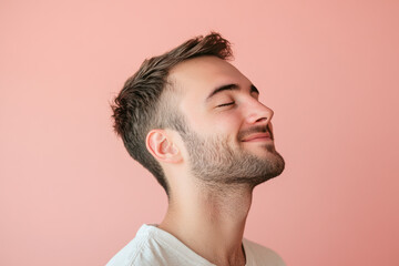 Fototapeta premium A close up of a man's face with his eyes closed