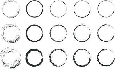 Pencil pen circle sketch scrawl shape doodle ring illustration, Scratch scribble graphic element