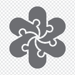 Simple icon puzzle in gray. Simple icon puzzle of the six elements  on transparent background for your web site design, app, UI. EPS10.