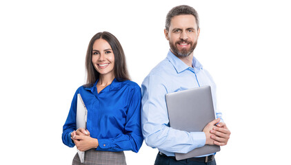 agile business. remote business work. boss and employee using laptop. businesspeople isolated on white. remote business online. busy businesspeople colleagues. Sustainable Business