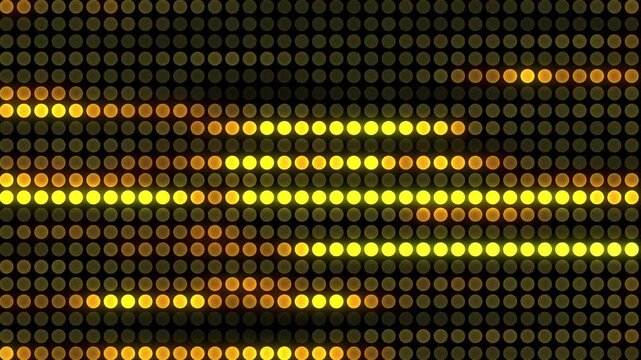 Abstract dynamic yellow linear pattern with random dots glowing and fading, 60fps, 4k, modern motion animation. Modern banner template. Halftone style.