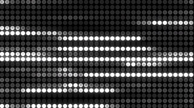Abstract dynamic black and white linear pattern with random dots glowing and fading, 60fps, 4k, modern motion animation. Modern banner template. Halftone style.