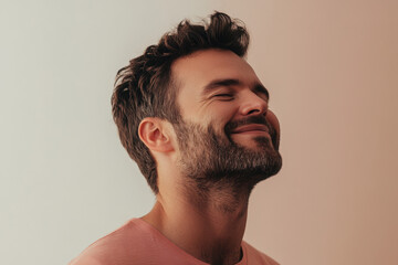 Obraz premium A close up of a man's face with his eyes closed