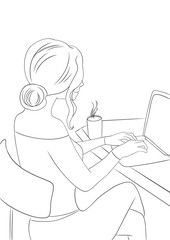 illustration d'une femme qui travaille sur son ordinateur 