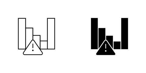 Alert on Statistical Data Bar Graph Icon - Warning Sign on Business Report Chart, Critical Market Analysis Trend Alert Symbol, Financial Caution Indicator Illustration