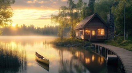 Fototapeta premium sunset on the lake