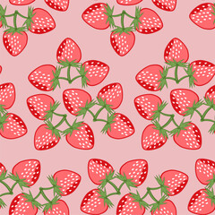 Seamless print pattern wallpaper background with strawberries fresh vegetarian 