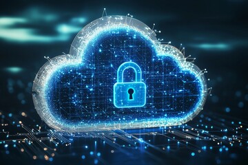 Illustration of Cloud Security Services Technology created with Generative AI