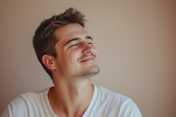 Fototapeta premium A close up of a man's face with his eyes closed