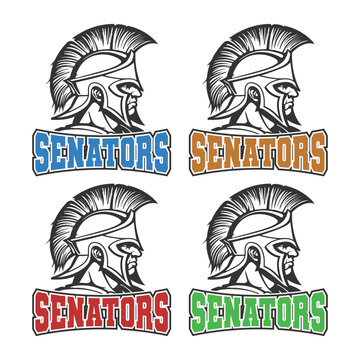 Senators Illustration Clip Art Design Shape. Mascot Silhouette Icon Vector.