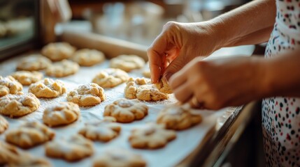 Homemade Cookies on Baking Sheet
