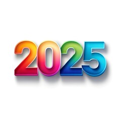 variants gradient colored number '2025' on white background. generative AI.