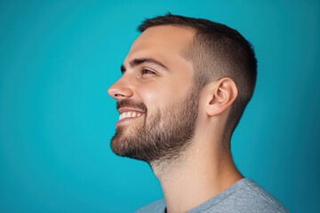 Obraz premium A close up of a man's face with his eyes closed