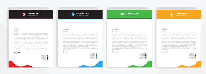 Modern corporate  letterhead template design. Creative and Professional business letterhead design template . Letter head stationery layout vector design. Letterhead template in flat style.