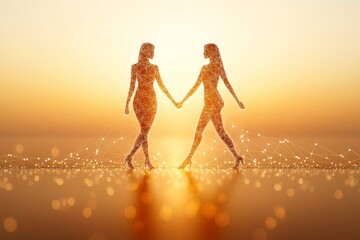 Sunset beach walk reflecting a journey of companionship and shared dreams