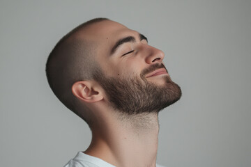 Fototapeta premium A close up of a man's face with his eyes closed