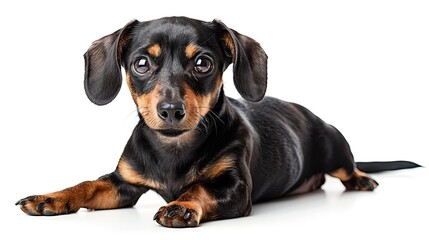 Fototapeta premium Black and Tan Dachshund Puppy Lying Down