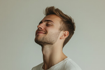 Obraz premium A close up of a man's face with his eyes closed