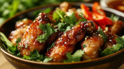 Fototapeta premium The national cuisine of Vietnam: Caramel chicken. 