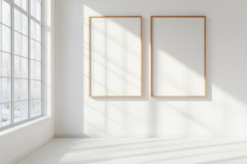 Obraz premium Wooden mock up poster frames on the wall