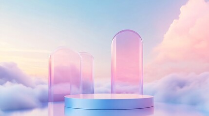 Pastel Podium Above the Clouds