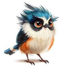 Fototapeta premium Chickadee Seer Occupation fantasy animal cartoon isolated whitebackground