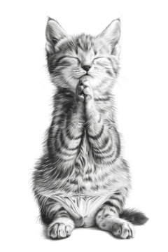 recommend clip art: Cat Praying Graphic Isolated on White Background